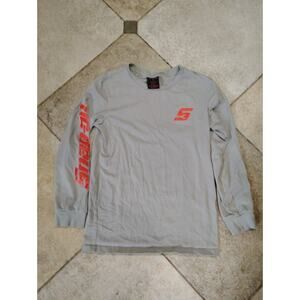 Youth Snap On Boys Small 10/12 Gray Long Sleeve Red Lettering Shirt